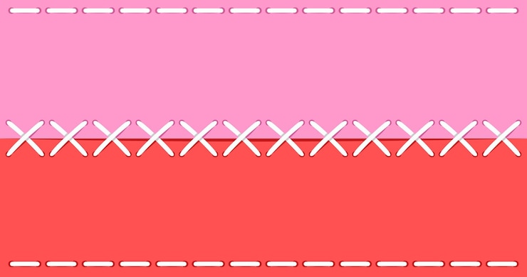 Vector pink and red stitched fabric background