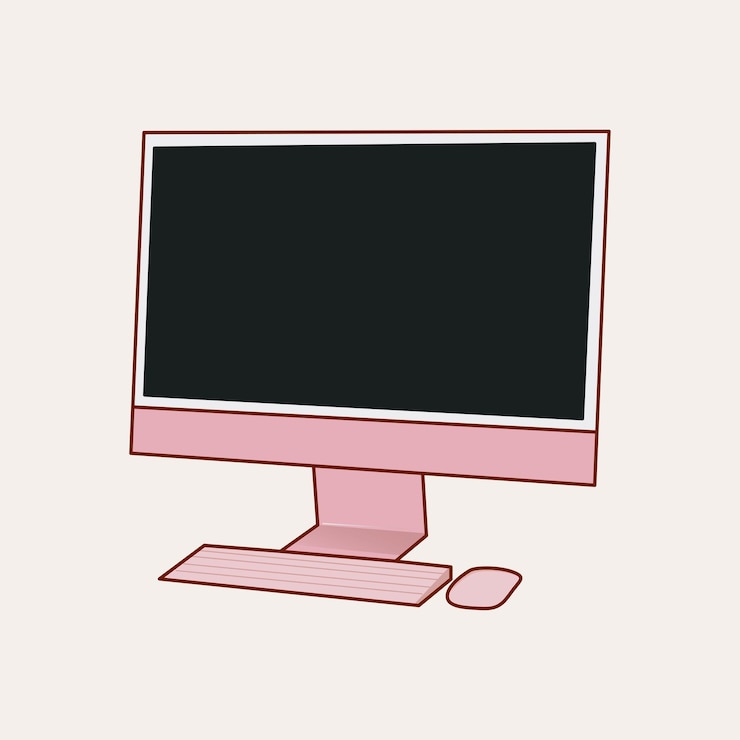 Vector pink beauty computer technology pc screen desktop isolated internet monitor laptop display digital