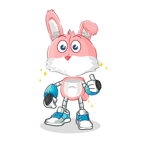 Pink bunny robot character cartoon mascot vector