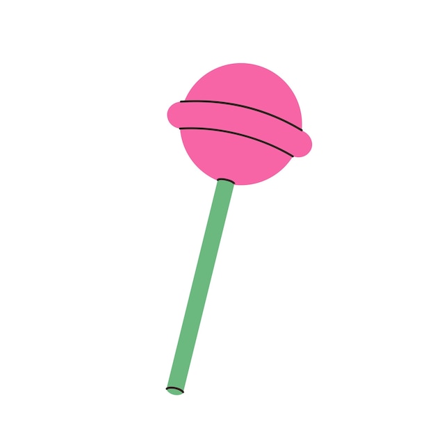 Pink lollipop on white background Candy flat 90s aesthetic y2k element