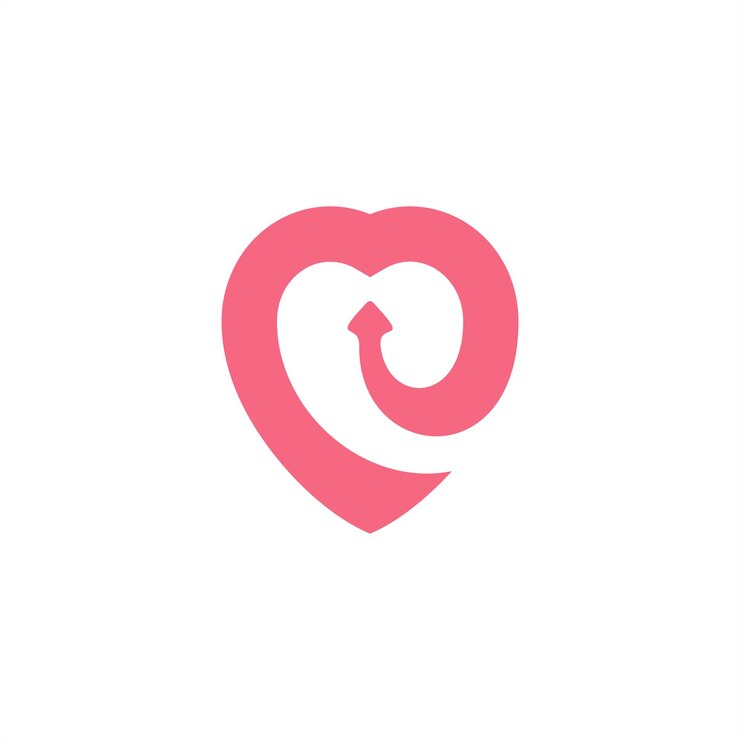 pink love above up logo design vector