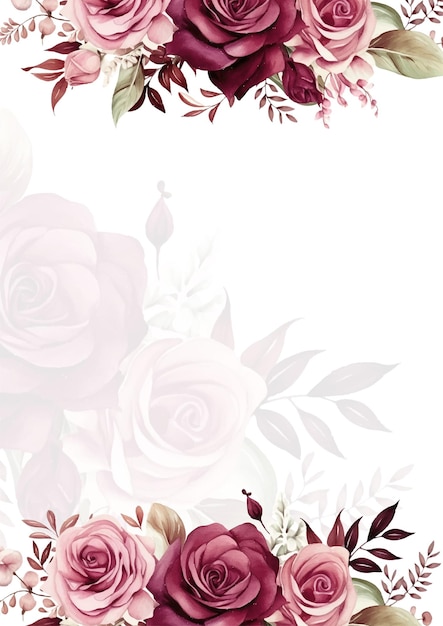 Pink white and red modern background invitation template with floral and flower
