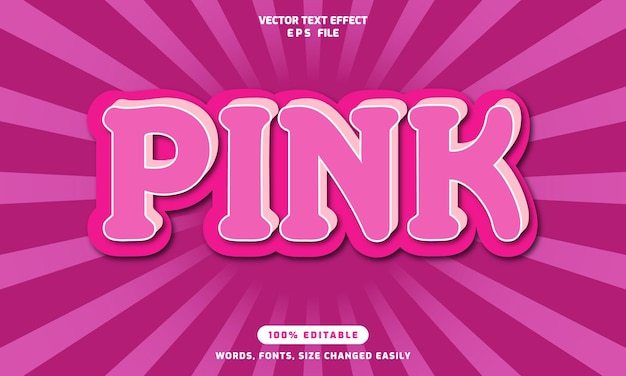 Pink words editable 3d text effects template, stylish font vector illustration