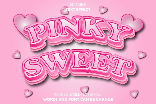pinky sweet editable text effect 3d emboss cartoon style