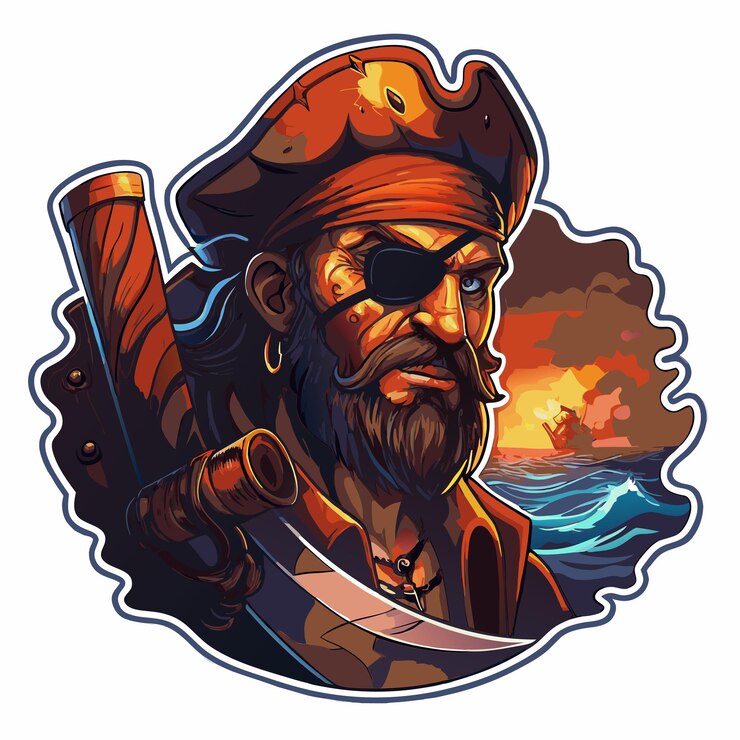 Vector pirate captain illustration hand drawn