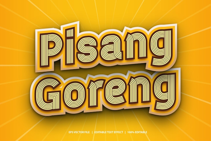 Vector pisang goreng editable text effects