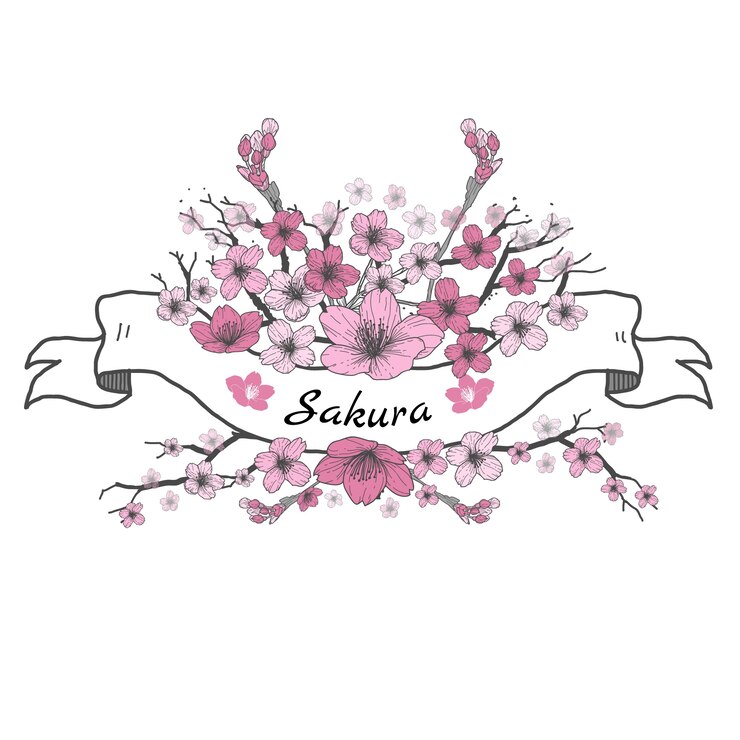 Vector pita bunga sakura. menggambar dan membuat sketsa di latar belakang putih.