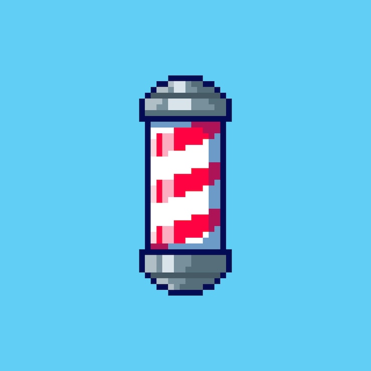 Vector pixel art barbershop pole game asset design