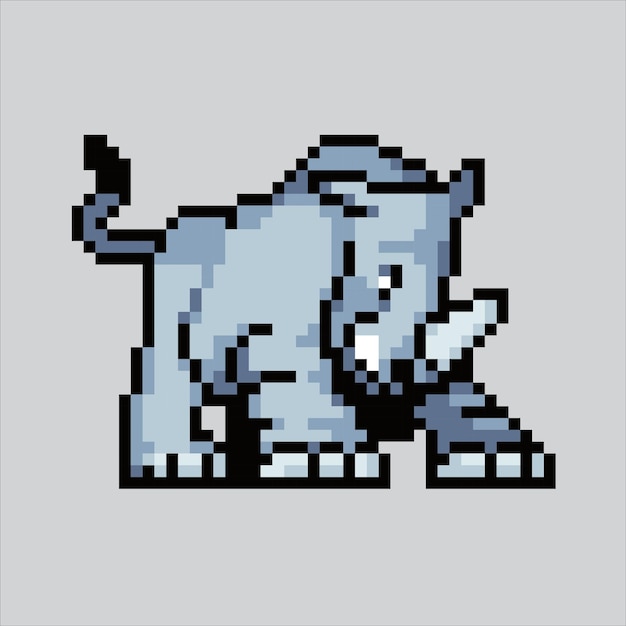 Pixel art illustration Rhino Pixelated Rhino Cute Rhino animal icon pixelated for the pixel art