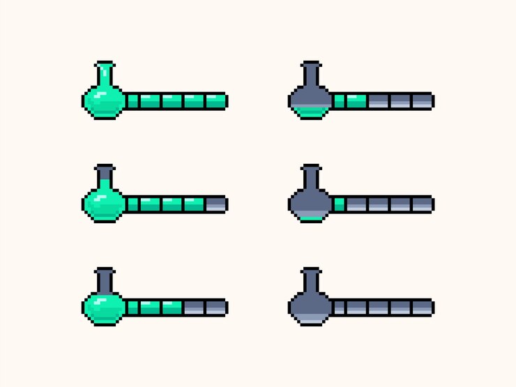 Vector pixel art potion collection
