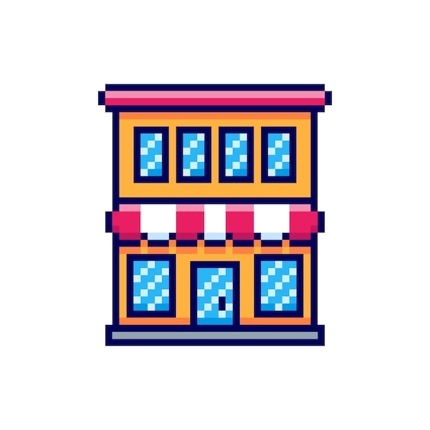 Pixel art store building game asset design