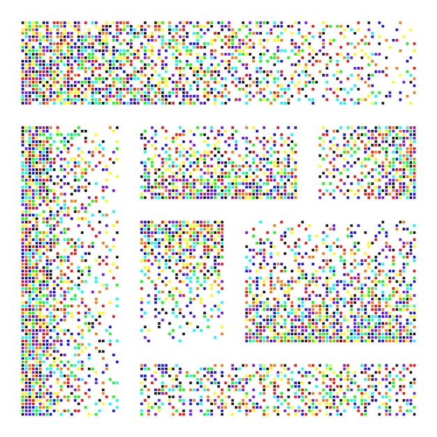 pixel disintegration decay effect various rectangular elements made of square shapes dispersed