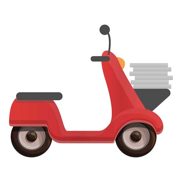 Pizza delivery scooter icon Cartoon of pizza delivery scooter vector icon for web design isolated on white background