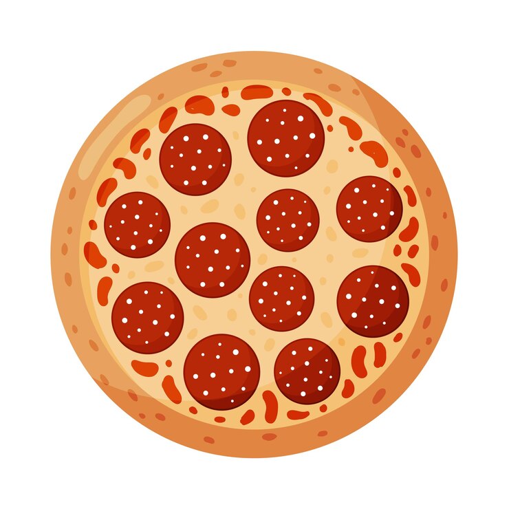 Vector pizza dengan pepperoni diisolasi pada latar belakang putih makanan cepat saji italia