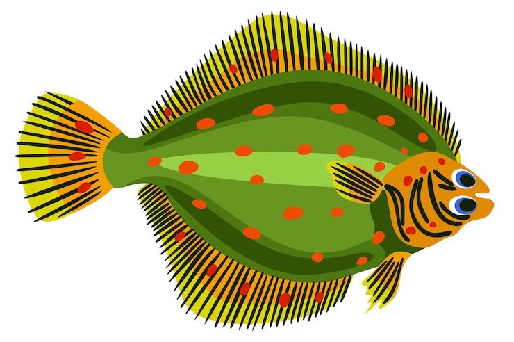 Vector plaice vector bright isolated illustration