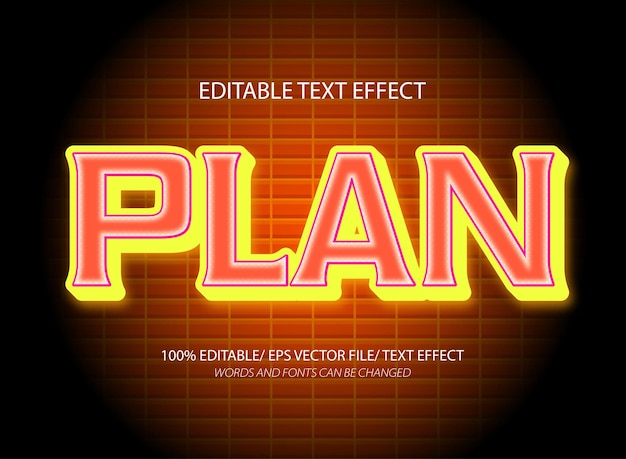 Plan 3d editable text effect style