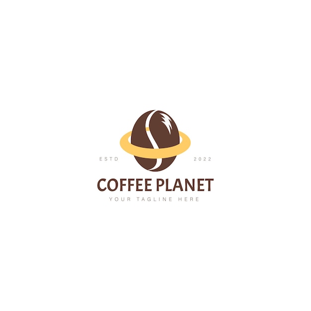 Planet coffee logo design illustration icon