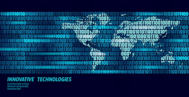 planet earth global data exchange binary code flow.