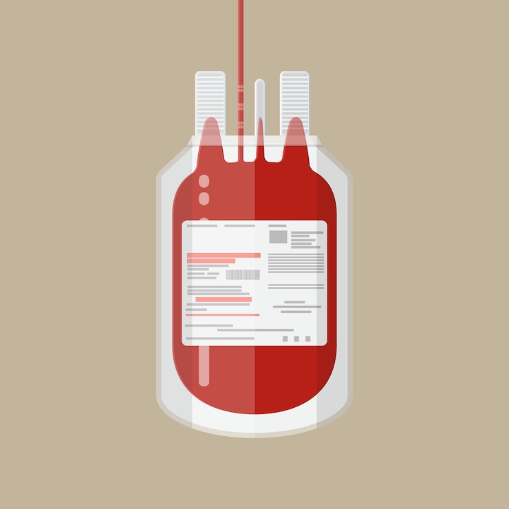 Vector plastic blood bag. donate concept