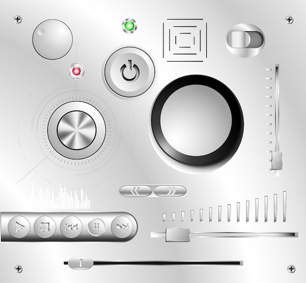 plastic set icons of music player can be used for tablets and desktops