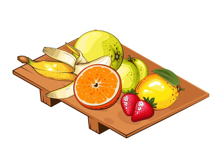 Plate with Fruits Plate of fruits vector illustration Organic design concept Hand Drawn Vector fruit
