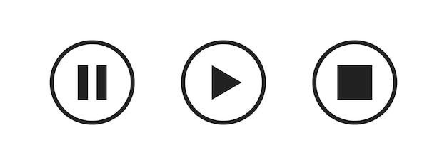 play pause and stop video button vector media icon for music and audio isolated sound sign