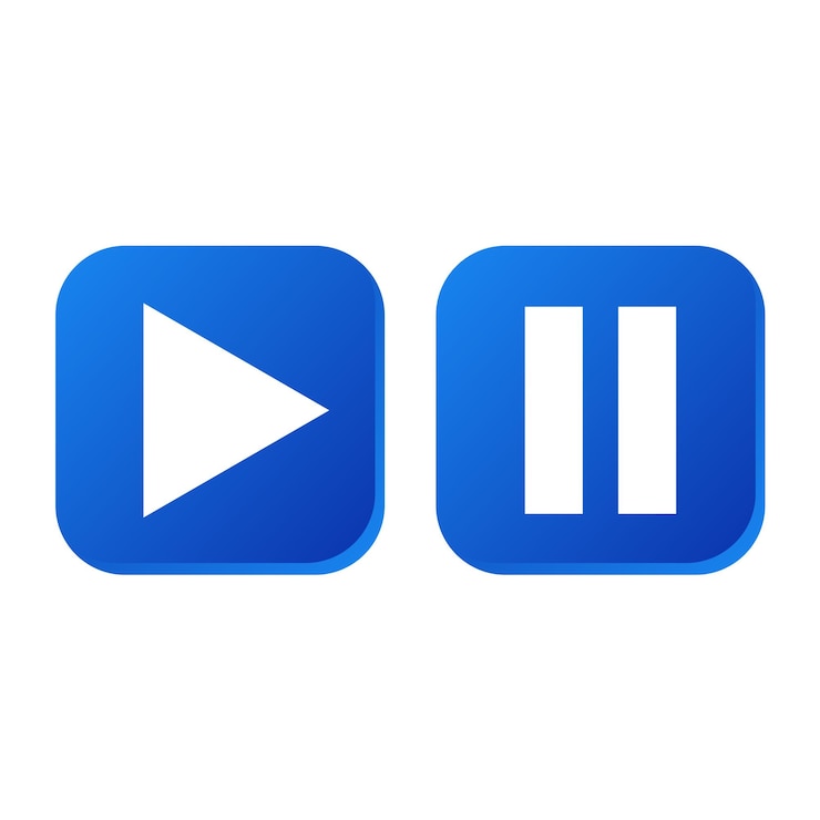 Vector play pause blue color button play button pause button