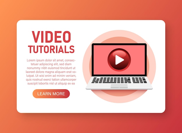 play video tutorials icon in flat style education software vector illustration on isolated background webinar training sign business concept