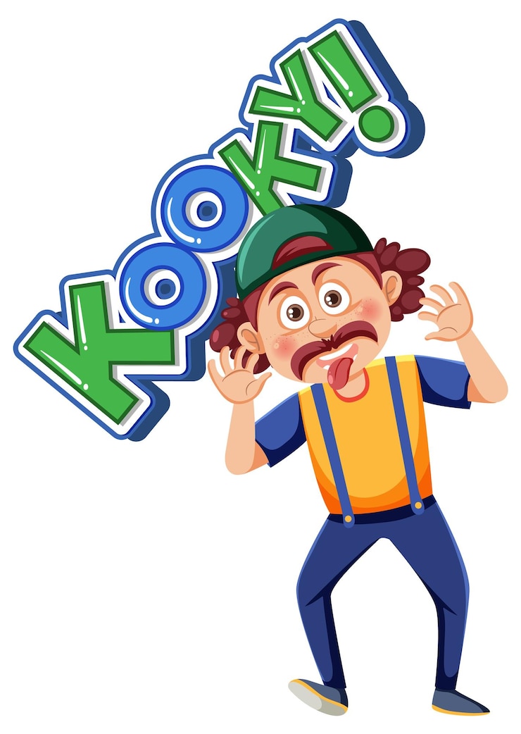 Vector playful cartoon character with kooky word expression