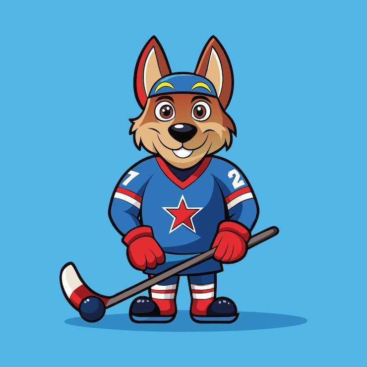 Playful Hockey Dog Ready for Action