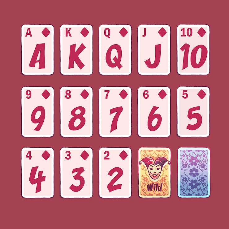 Vector playing cards for poker full deck diamonds cards suit