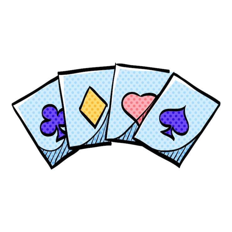 Vector playing cards halftone icon hand drawn color vector illustration