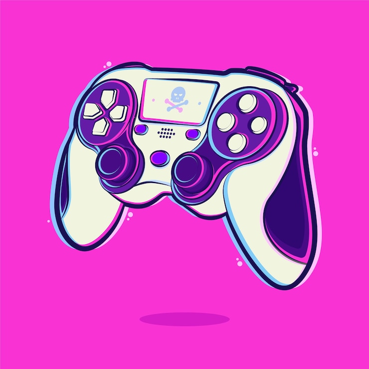Vector playstation stick controller cartoon illustration premium vector
