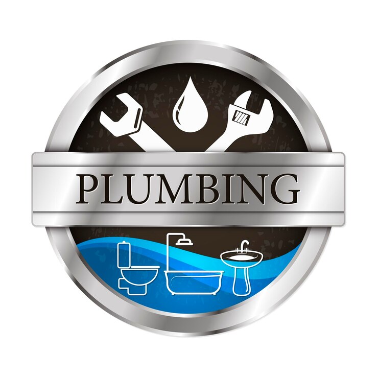 Plumbing wrench and water drop plumbing repair and service symbol