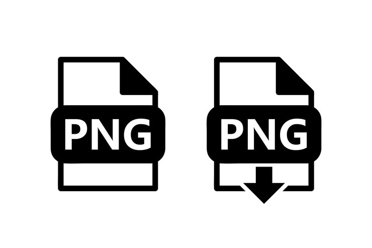 Vector png file format black icon download png file sign with arrow set of two vector symbols