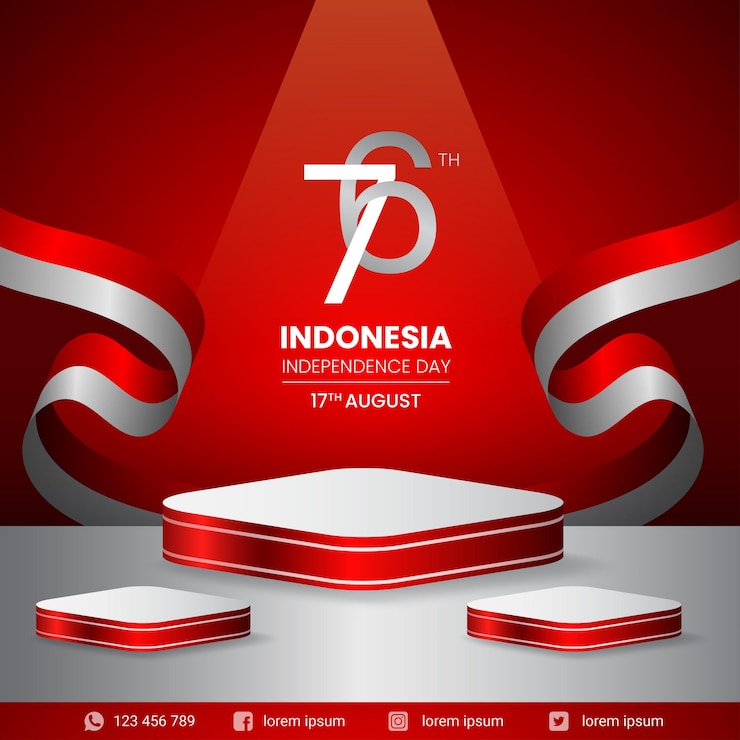 Podium display 3d banner for indonesia independence day 17th august