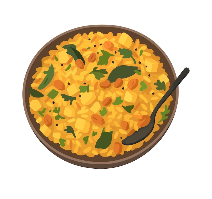 Vector poha indian snack illustration