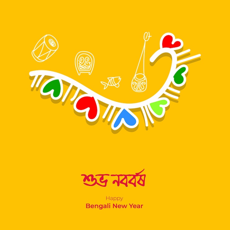 Vector pohela boishakh bengali tahun baru suvo noboborsho ilustrasi tipografi bangla