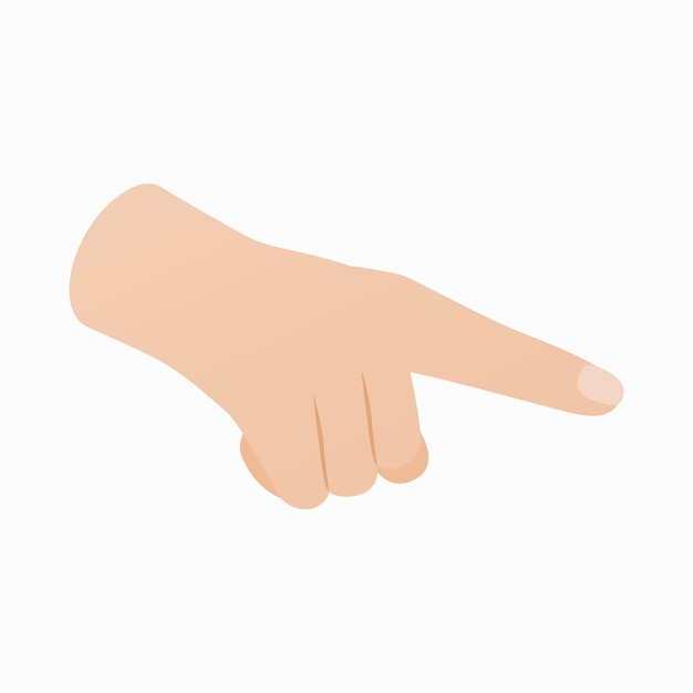 Pointing hand gesture icon in isometric 3d style on a white background