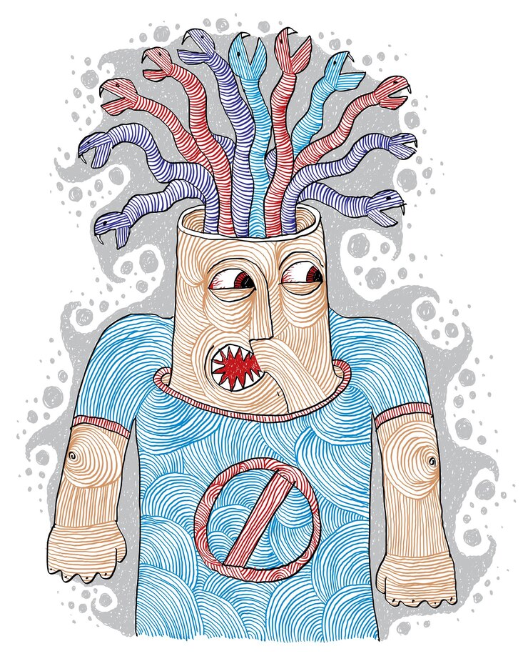 Vector poisoned thoughts concept illustration. angry person metaphor, negative facial expressions.