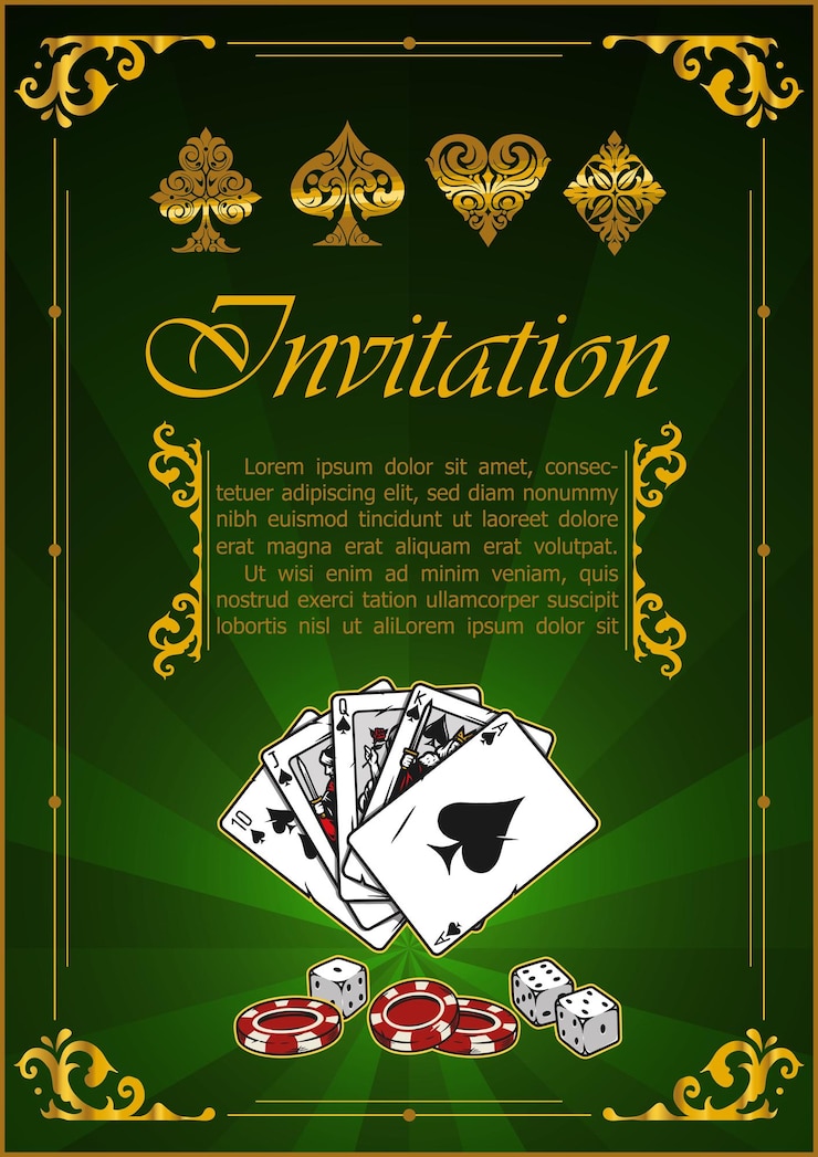 Vector poker game invitation vintage colorful poster