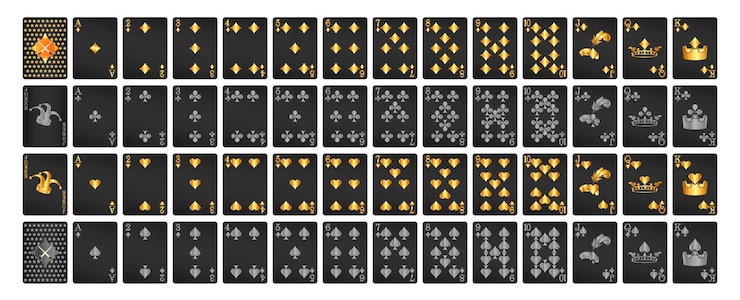 Poker with isolated cards on a white background. Playing cards for poker, full deck.