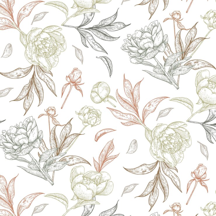 Pola floral digambar tangan