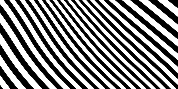 Pola Garis Lengkung Hitam Putih Abstrak