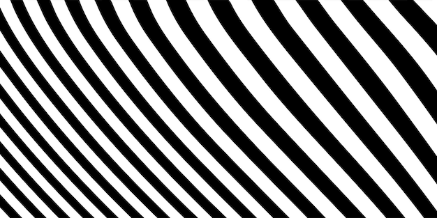 Pola Garis Lengkung Hitam Putih Abstrak