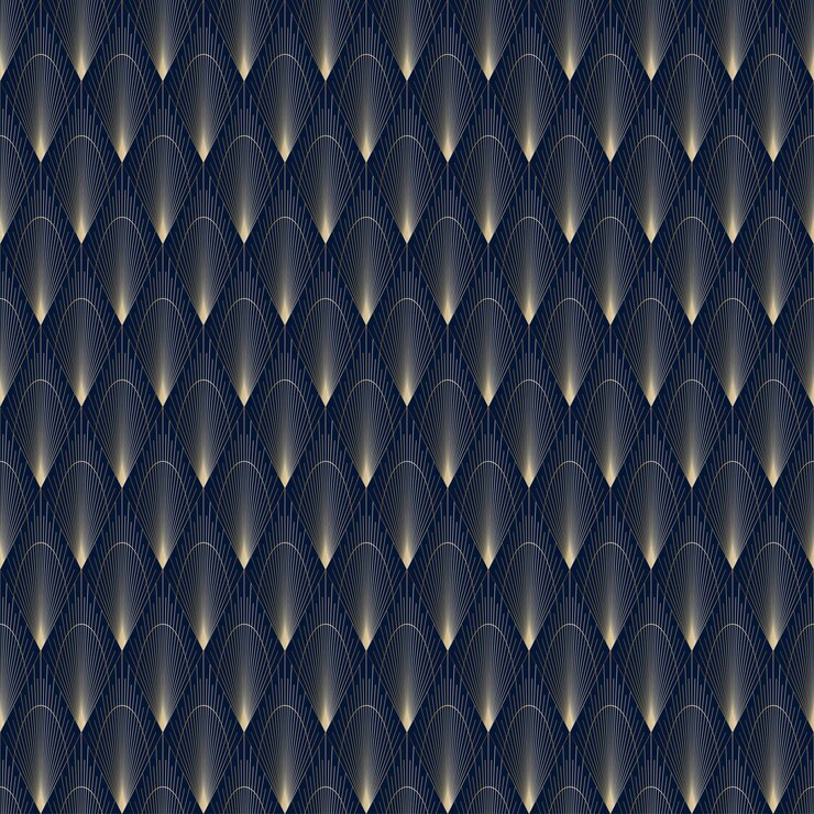 Vector pola geometris abstrak trendi mulus gaya seni deco gradien emas latar belakang biru tua vektor
