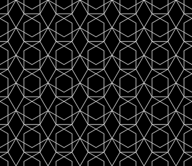 Pola geometris mulus berkualitas tinggi universal dengan berat goresan yang bisa diedit, clipping mask. Latar belakang vektor hitam putih abstrak dalam gaya klasik