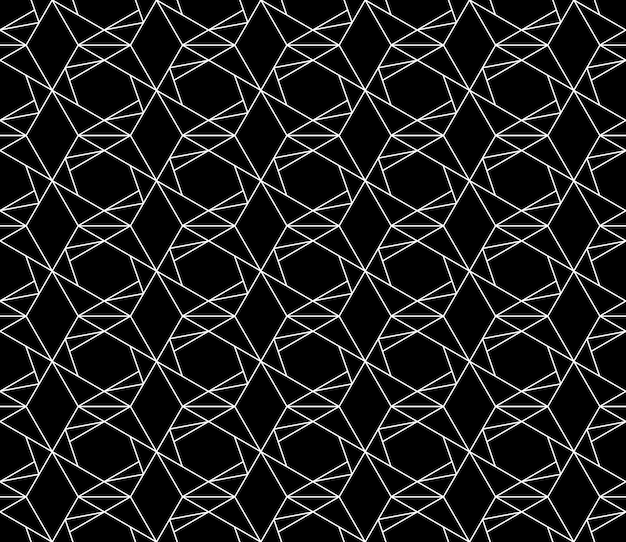 Pola geometris mulus berkualitas tinggi universal dengan berat goresan yang bisa diedit, clipping mask. Latar belakang vektor hitam putih abstrak dalam gaya klasik