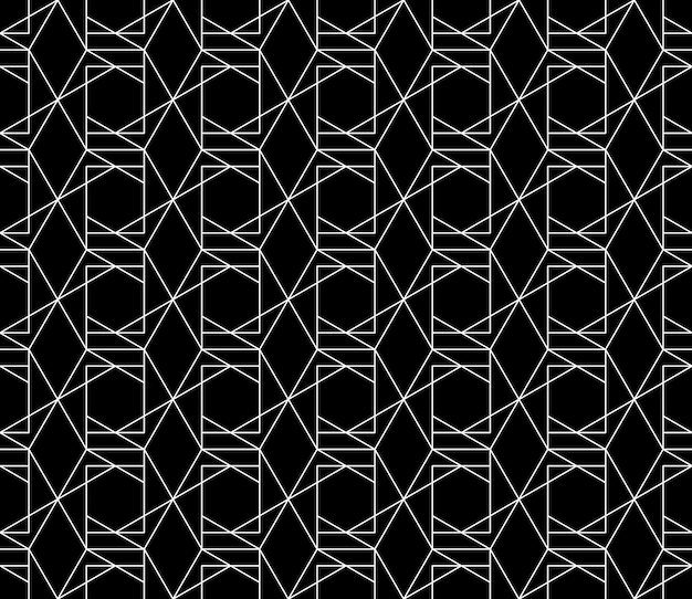 Pola geometris mulus berkualitas tinggi universal dengan berat goresan yang bisa diedit, clipping mask. Latar belakang vektor hitam putih abstrak dalam gaya klasik