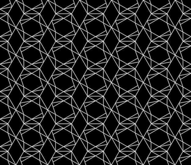 Pola geometris mulus berkualitas tinggi universal dengan berat goresan yang bisa diedit, clipping mask. Latar belakang vektor hitam putih abstrak dalam gaya klasik